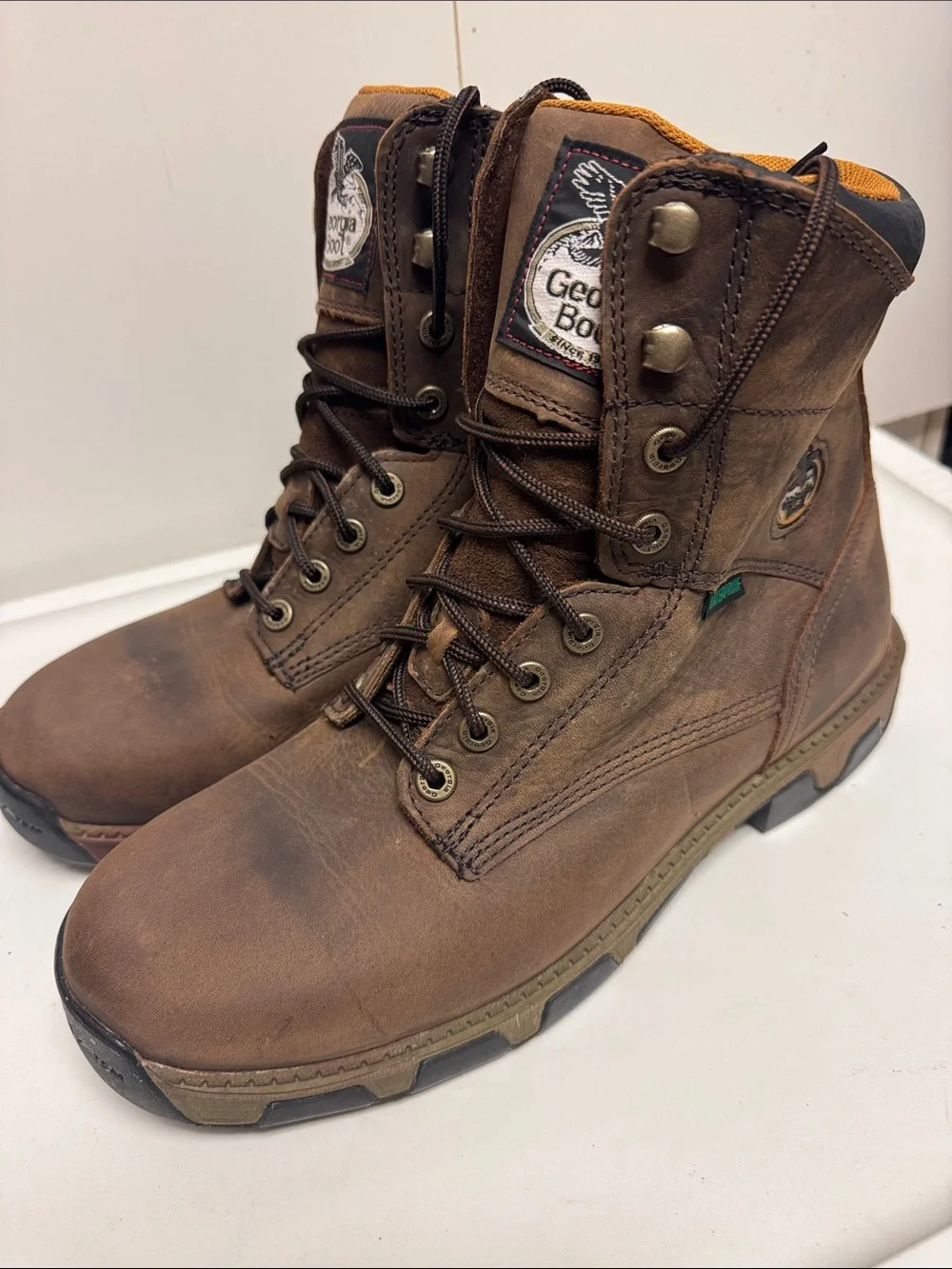 Georgia Boot Brown Leather Waterproof Work Boots